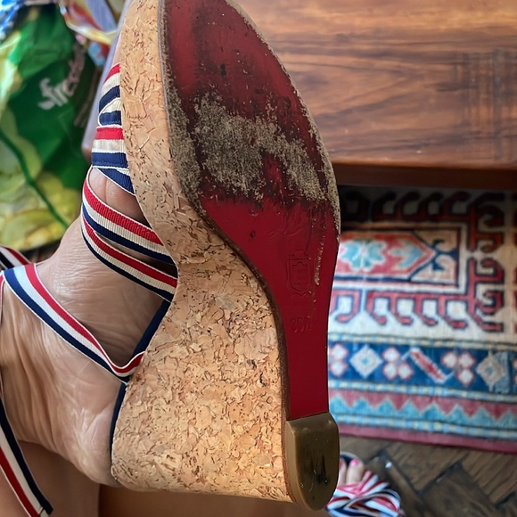 Christian Louboutin size 36.5 Printed Grosgrain Trim Espadrilles - Picture 7 of 9